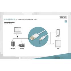Digitus USB kabel USB 2.0 USB-A zástrčka, Apple Lightning konektor 1.00 m bílá stíněný, dvoužilový stíněný DB-600106-010-W
