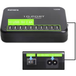 LVSUN 120W Smart 10-Port USB nabíjecí hub, 10x USB A, 120 W, černá