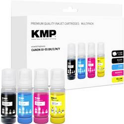 KMP Ink refill náhradní Canon GI55BK (6292C001), GI55C (6289C001), GI55M (6290C001), GI55Y (6291C001) kompatibilní kombinované balení černá, azurová,
