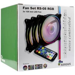 Inter-Tech Argus RS08 PC větrák s krytem černá (š x v x h) 120 x 120 x 25 mm vč. dálkového ovládání, včetně LED osvětlení