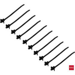 TRU COMPONENTS TC-13030704, TC-WM-130-4.8-UVB-B, stahovací pásky, 4.8 mm, 130 mm, černá, s křídlovým uzávěrem, odolná vůči UV záření, chemická odolnost, 100 ks