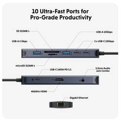 HYPER USB-C® dokovací stanice HyperDrive EcoSmart Gen.2 Hub Vhodné pro značky (dokovací stanice pro notebook): univerzální napájení USB-C®
