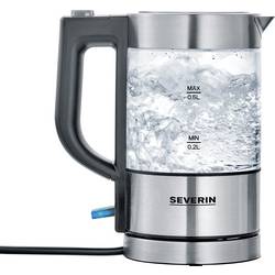 Severin 3472 rychlovarná konvice, bezšňůrová, ochrana proti přehřátí, nerezová ocel kartáčovaná, černá, WK 3472