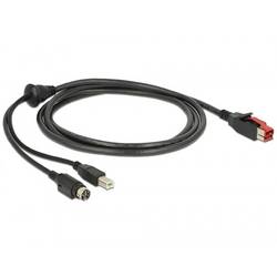 Delock USB kabel USB 2.0 Napájená USB 24V zástrčka, USB-B zástrčka, Hosiden Mini-DIN 3pol. zástrčka 2.00 m černá dvoužilový stíněný 85488