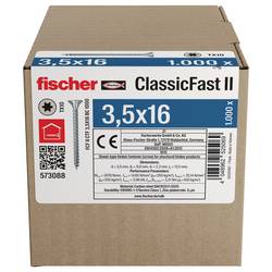 Fischer 573088 šrouby do dřevotřísky 16 mm TX 1000 ks