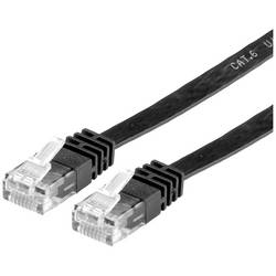 Value 21.99.0960 RJ45 síťové kabely, propojovací kabely CAT 6 U/UTP 0.50 m černá nestíněný, plochý, pozlacené kontakty 1 ks