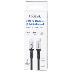 LogiLink Kabel USB-C USB 3.2 Gen2x2 USB-C ® zástrčka 1.50 m černá s LED, 4K UHD, oboustranně zapojitelná zástrčka CU0433