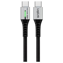 LogiLink Kabel USB-C USB 2.0 USB-C ® zástrčka 0.30 m černá s LED, oboustranně zapojitelná zástrčka CU0420