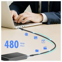 LogiLink Kabel USB-C USB 2.0 USB-C ® zástrčka 0.30 m černá s LED, oboustranně zapojitelná zástrčka CU0420