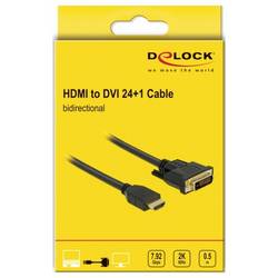 Delock HDMI / DVI kabel Zástrčka HDMI-A, DVI-D 24+1pol. Zástrčka 0.5 m černá 85651 třížilový stíněný, pozlacené kontakty HDMI kabel