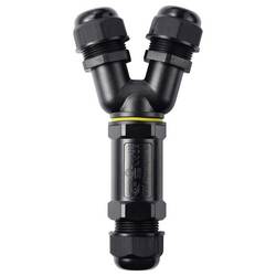 Kabelová TRU Components Y-spojka IP68, 3 vstupů, šroubovací kontakt 5 pól., 0,5 - 4,0 mm m² TC-14745268 černá TRU COMPONENTS Množství: 1 ks