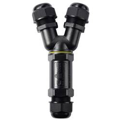 Kabelová TRU Components Y-spojka IP68, 3 vstupů, šroubovací kontakt 3 pól., 0,5 - 4,0 mm m² TC-14745264 černá TRU COMPONENTS Množství: 1 ks