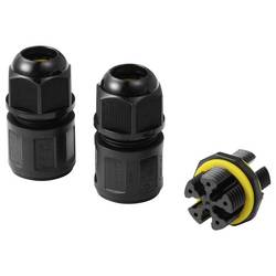 Kabelová TRU Components vodotěsná spojka IP68, šroubovací kontakt 3 pól., 0,5-2,5 m² TC-14745236 černá TRU COMPONENTS Množství: 1 ks