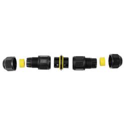 Kabelová TRU Components vodotěsná spojka IP68, šroubovací kontakt 3 pól., 0,5-2,5 m² TC-14745236 černá TRU COMPONENTS Množství: 1 ks