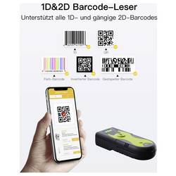 inateck BCST-42_green skener čárových kódů Bluetooth, bezdrátové 1D, 2D LED Černá, Green ruční skener vč. stojánku