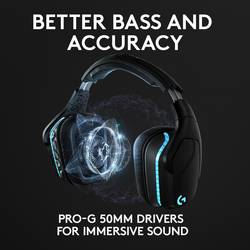 Logitech Gaming G935 Headset uzavřená (Over Ear) kabelová 7.1 Surround černá, RGB Redukce šumu mikrofonu regulace hlasitosti, Vypnutí zvuku mikrofonu, Vibrace