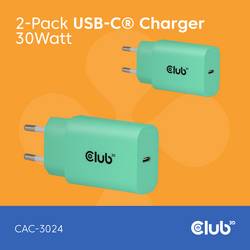 club3D CAC-3024 USB nabíječka, USB-C® zástrčka, 30 W, Power Delivery 3.0, zelená