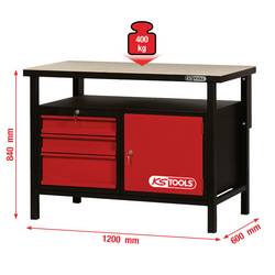 KS Tools 865.0003 pracovní stůl (š x v x h) 1200 x 840 x 600 mm černá, červená