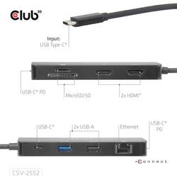 club3D USB-C® dokovací stanice CSV-2552 integrovaná čtečka karet, napájení USB-C®