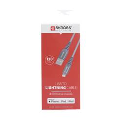 Skross USB kabel USB 2.0 USB-A zástrčka 1.20 m šedá kulatý, flexibilní provedení, látkový potah SKCA0011A-MFI120CN