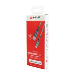 Skross USB kabel USB 2.0 USB-A zástrčka 1.20 m šedá kulatý, flexibilní provedení, látkový potah SKCA0011A-MFI120CN