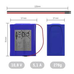 Ansmann 3S2P Akupack 6 x 18650 s kabelem Li-Ion 10.8 V 5100 mAh