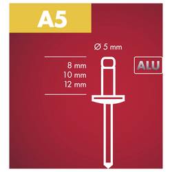 Arrow Tool Group 725121 slepý nýt (Ø x d) 5 mm x 10 mm hliník hliník hliník RA 5 X 10 ALU 50ST 50 ks