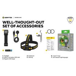 ArmyTek Wizard C2 WG Warm LED čelovka, napájeno akumulátorem, 1100 lm, 13 h, F09201W