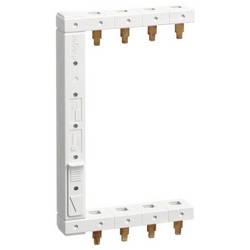 Hager KCF663L Držák s fázovou lištou Hager KCF663L, 3+N, 2řadý, 125 mm, vertikální Phase busbar hnědá, modrá 4pólový 1 ks