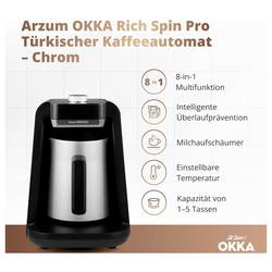 arzum ESPRESSOKANNE mit MILCHAUFSCHÄUMER kávovar bronzová připraví šálků najednou=5 s automatickým pěnovačem mléka