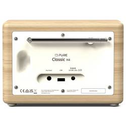 Pure Classic H4 Cotton White/Oak EU/UK 252982 stolní rádio, DAB+, FM, Bluetooth, AUX, funkce alarmu, dub, bílá