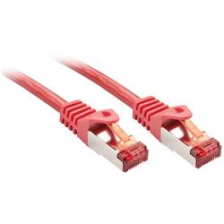 LINDY 47363 RJ45 síťové kabely, propojovací kabely CAT 6 S/FTP 1.50 m červená stínění pletivem, kroucené páry , fóliové stínění, kompletní stínění, stíněný,