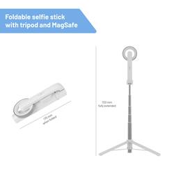 FIXED FIXSN-M-WH selfie tyč bílá s Bluetooth, integrovaný stativ