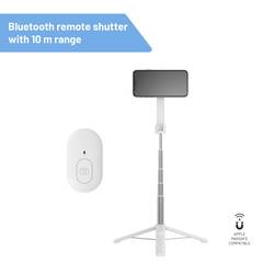 FIXED FIXSN-M-WH selfie tyč bílá s Bluetooth, integrovaný stativ