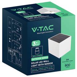 V-TAC VT-409CCT-W 24063-1 venkovní solární nástěnné osvětlení s PIR senzorem LED 9 W bílá