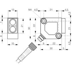 Contrinex LHS-3131-303 reflexní světelný snímač, 620 600 005, spínání za světla, zaclonění pozadí, 10 - 36 V/DC, 1 ks