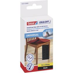 TESA On & Off 55231-00-01 pásek se suchým zipem, lepicí, k našití, háčková a flaušová část, (d x š) 1000 mm x 20 mm, černá, 1 ks