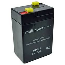 multipower MP5-6 123143 olověný akumulátor 6 V 5 Ah olověný se skelným rounem (š x v x h) 70 x 106 x 47 mm plochý konektor 4,8 mm bezúdržbové, nepatrné vybíjení