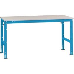 Manuflex AU6071.5012 Pracovní Přístavný stůl Univerzální standardní s Melaminplatte, Šxhxv = 1500 x 1200 x 760-870 mm, světle modrá (RAL 5012), deska /rám + 2