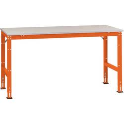 Manuflex AU6069.2001 Pracovní Přístavný stůl Univerzální standardní s PVC dekorační deska, Šxhxv = 1500 x 1000 x 760-870 mm, červenooranžová (RAL 2001) , deska