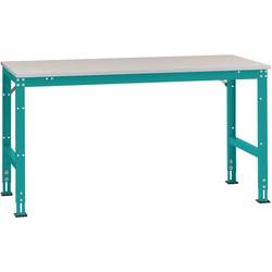 Manuflex AU6074.5021 Pracovní Přístavný stůl Univerzální standardní samořeznými krytina deska, Šxhxv = 1500 x 1200 x 760-870 mm, vodní modrá, deska /rám + 2