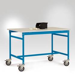 Manuflex LB4033.5012 Odkládací stolek ESD ZÁKLADNÍ mobilně se kaučuk stolní deska ve světle modrá RAL 5012, Šxhxv: 1250 x 600 x 850 mm světle modrá (RAL 5012)
