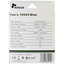 Inter-Tech L12025 PC větrák s krytem modrá (š x v x h) 120 x 120 x 25 mm