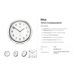 Mebus 14121 DCF rádiové hodiny 45 cm , hliník, tiché hodiny (bez tikání)