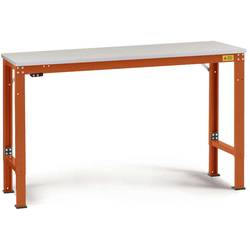 Manuflex LU7036.2001 ESD pracovní stůl univerzální speciální základní stůl s plastové desky, Šxhxv = 1250 x 800 x 728-1028 mm červenooranžová (RAL 2001)