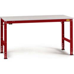 Manuflex LU4026.3003 ESD pracovní stůl Univerzální standardní základní stůl s plastové desky, Šxhxv = 1250 x 600 x 766-876 mm rubínově červená