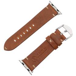 JT Berlin Watchband Alex II Vintage náramek 42 mm, 44 mm, 45 mm, 46 mm M hnědá, stříbrná Watch Series 1, Watch Series 2, Watch Series 3, Watch Series 4, Watch