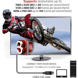 club3D DisplayPort kabel Konektor DisplayPort, Konektor DisplayPort 2.00 m černá CAC-2068 samozhášecí, 8K UHD Kabel DisplayPort