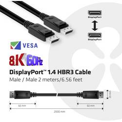 club3D DisplayPort kabel Konektor DisplayPort, Konektor DisplayPort 2.00 m černá CAC-2068 samozhášecí, 8K UHD Kabel DisplayPort