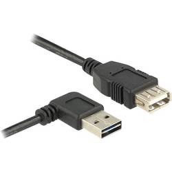 Delock USB kabel USB 2.0 USB-A zástrčka, USB-A zásuvka 1.00 m černá oboustranně zapojitelná zástrčka, pozlacené kontakty, UL certifikace 83551